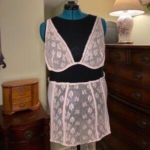 Savage x Fenty 3X CAGED LACE UNLINED BRA W/TIE 44D & SKIRT SET-IRIDESCENT FLORAL